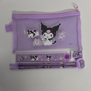 Kuromi Mesh Pencil Case & Stationery Set NIB